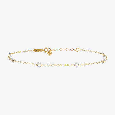 14K Gold 9 Inch Solid Oval Ankle Bracelet JCPenney