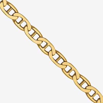 14K Gold Inch Solid Mariner Chain Necklace