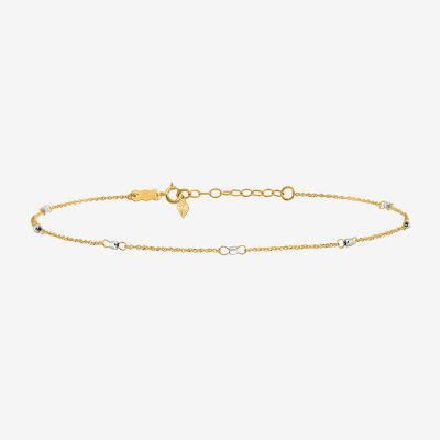 14K Two Tone Gold 9 Inch Solid Rope Ankle Bracelet