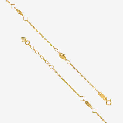 14K Gold 9 Inch Solid Bead Round Ankle Bracelet