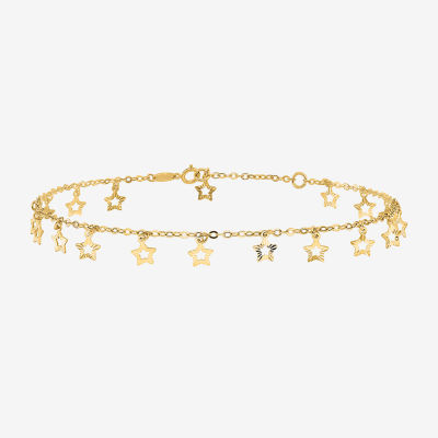 14K Gold 10 Inch Semisolid Cable Star Ankle Bracelet JCPenney