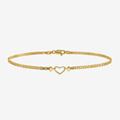 14K Two Tone Gold 10 Inch Solid Link Heart Ankle Bracelet - JCPenney