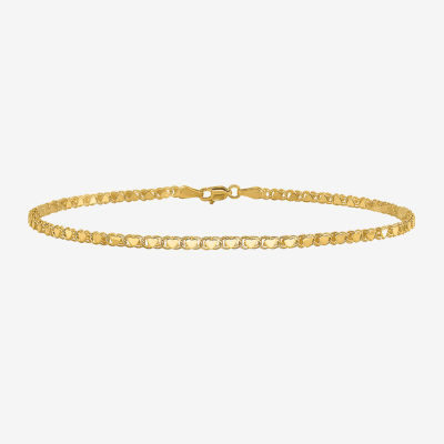14K Gold 10 Inch Solid Heart Ankle Bracelet JCPenney