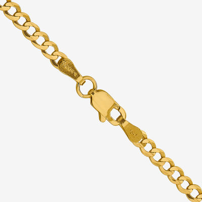 14K Gold Inch Solid Curb Chain Necklace