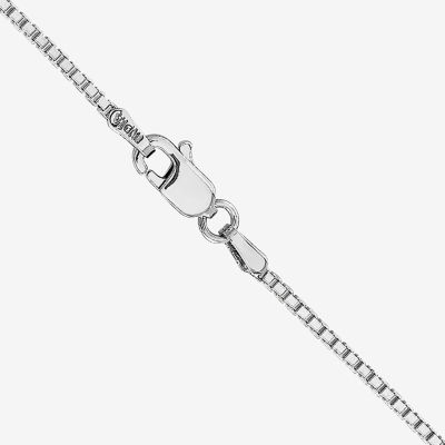 10K White Gold Inch Solid Box Chain Necklace