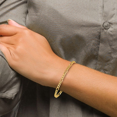 10K Gold Inch Semisolid Figaro Chain Bracelet