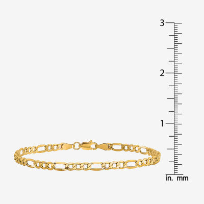 10K Gold 8 Inch Semisolid Figaro Chain Bracelet
