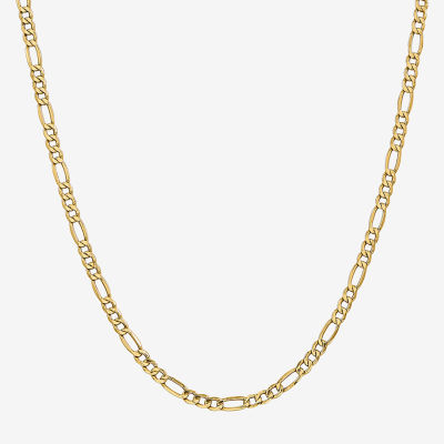 10K Gold Inch Semisolid Figaro Chain Necklace