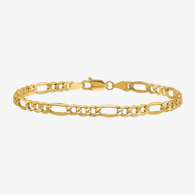 10K Gold 7 Inch Semisolid Figaro Chain Bracelet