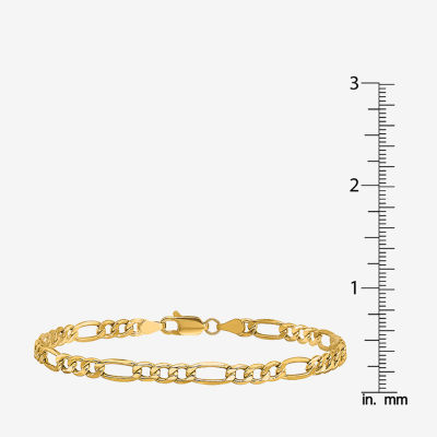 10K Gold Inch Semisolid Figaro Chain Bracelet