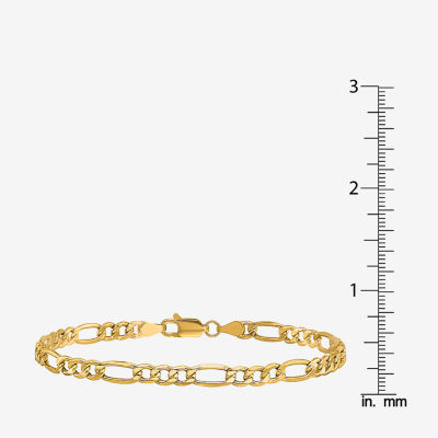 10K Gold Inch Semisolid Figaro Chain Bracelet