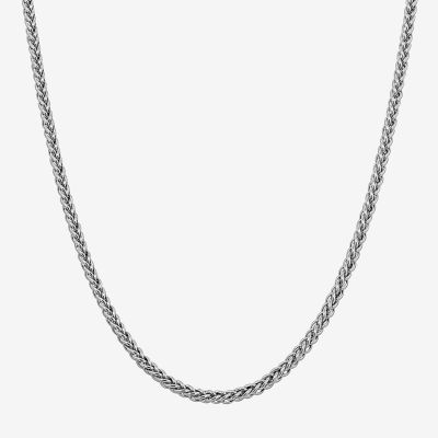 14K White Gold Semisolid Wheat Chain Necklace