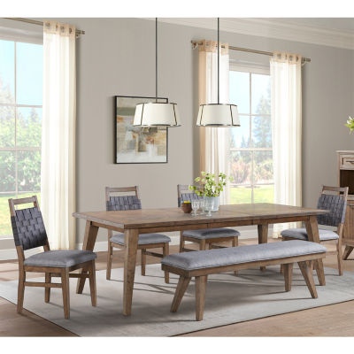 Bimini 6-pc. Dining Set with 4 Woven Side Chairs and Bench
