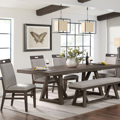 Delaney 6 Pc Dining with 4 Upholstered Chairs and Bench