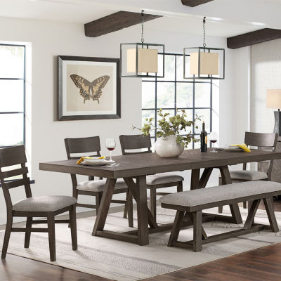 Delaney 6 Pc Dining with 4 Panel Back Chairs and Bench	