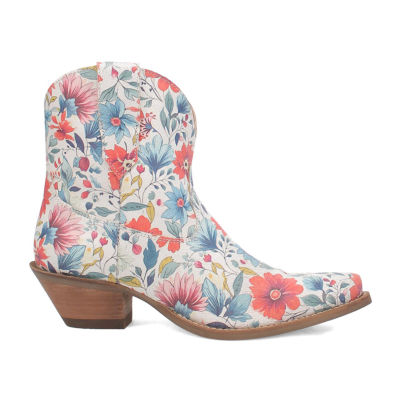 Dingo Womens Pixie Rose Stacked Heel Cowboy Boots