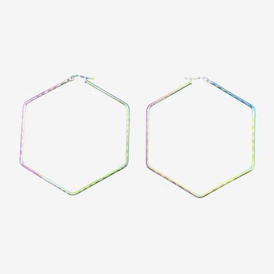 Bijoux Bar Iridescent Hexagon Hoop Earrings