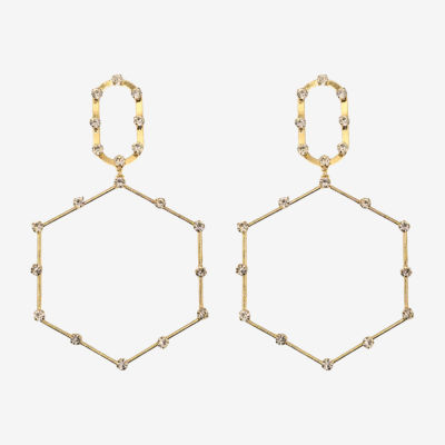 Bijoux Bar Gold Tone Hexagon Crystal Drop Earrings