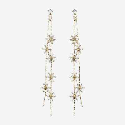 Bijoux Bar Gold Tone Crystal Flower Drop Earrings