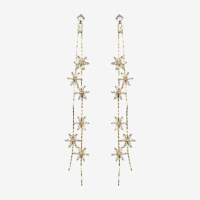 Bijoux Bar Gold Tone Crystal Flower Drop Earrings