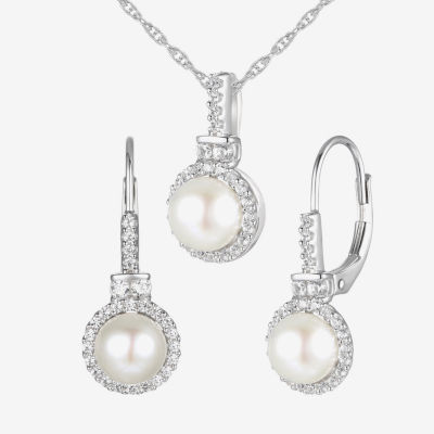 Dyed White Cultured Freshwater Pearl Sterling Silver 2-pc. Jewelry Set