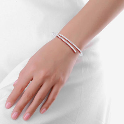 Lab Created White Sapphire Sterling Silver Bangle Bracelet