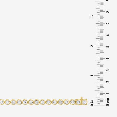 Womens Lab Created White Sapphire 14K Gold Over Silver 7.5 Inch Tennis Bracelet