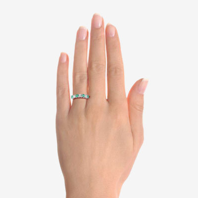 Gemstone & Lab-Created White Sapphire Sterling Silver Band
