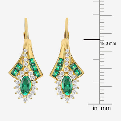 Lab Created Gemstone 14K Gold Over Silver Marquise Drop Earrings