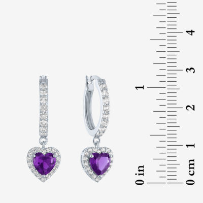 Lab Created Gemstone Sterling Silver Heart Drop Earrings