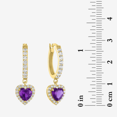 Gemstone 14K Gold Over Silver Heart Drop Earrings