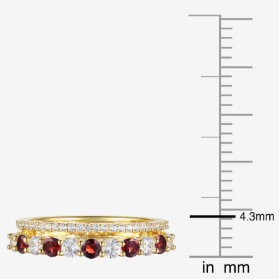 Womens Lab Created Gemstone 14K Gold Over Silver Stackable Rings