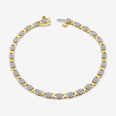 Diamond Blossom (G / Si2) Womens 1 CT. T.W. Lab Grown White Diamond 10K Gold 7 Inch Tennis Bracelet