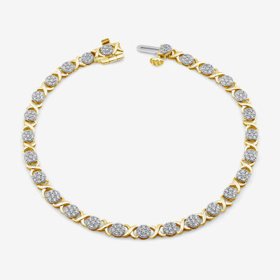 Diamond Blossom (G / Si2) 1 CT. T.W. Lab Grown White Diamond 10K Gold 7 Inch Tennis Bracelet