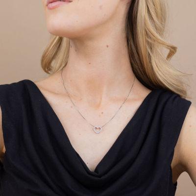 (H-I / I1) Womens 1/4 CT. T.W. Lab Grown White Diamond 10K Gold Heart Pendant Necklaces