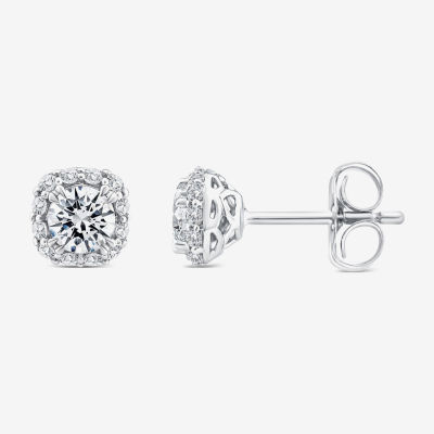 (H / Si2) 3/4 CT. T.W. Lab Grown White Diamond 10K Gold 5.3mm Cushion Stud Earrings