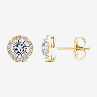 (H / Si2) 1 1/2 CT. T.W. Lab Grown White Diamond 10K Gold 7.3mm Round Stud Earrings