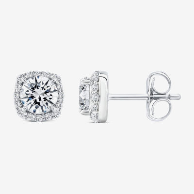 (H / Si2) 1 5/8 CT. T.W. Lab Grown White Diamond 10K Gold Cushion Stud Earrings