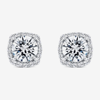 (H / Si2) 1 5/8 CT. T.W. Lab Grown White Diamond 10K Gold Cushion Stud Earrings