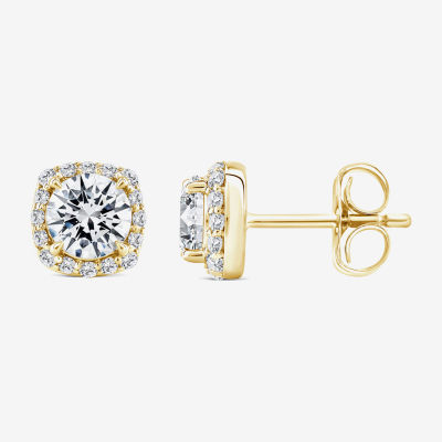 (H / Si2) 1 5/8 CT. T.W. Lab Grown White Diamond 10K Gold Cushion Stud Earrings