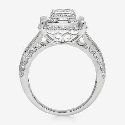 (I / I1) Womens 2 CT. T.W. Lab Grown White Diamond 10K Gold Side Stone Engagement Ring