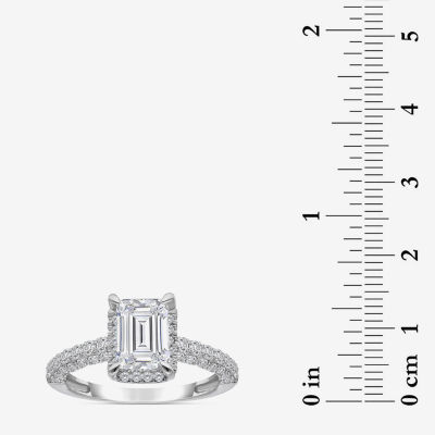 (I / I1) Womens 3 CT. T.W. Lab Grown White Diamond 10K Gold Side Stone Halo Engagement Ring