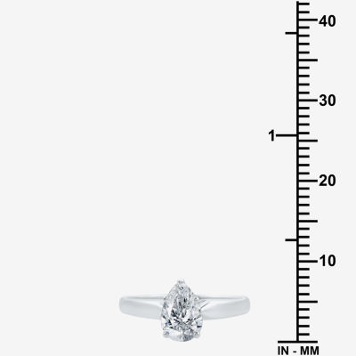 (G / Si2) Womens 1 CT. T.W. Lab Grown White Diamond 10K Gold Pear Solitaire Engagement Ring