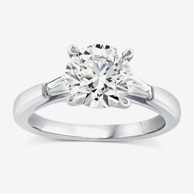 (G / Si2) Womens Lab Grown White Diamond 10K Gold Round 3-Stone Engagement Ring