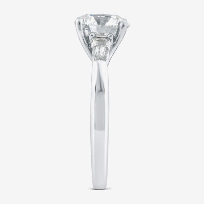 (G / Si2) Womens Lab Grown White Diamond 10K Gold Round 3-Stone Engagement Ring