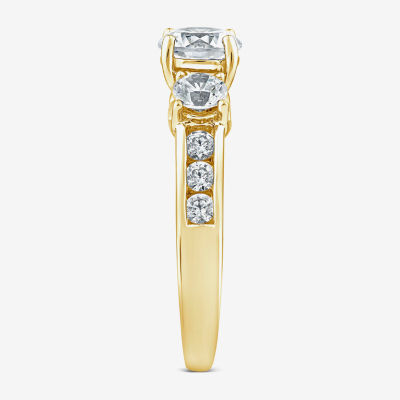 Love Lives Forever (G / Si1-Si2) Womens 2 CT. T.W. Lab Grown White Diamond 10K Gold Round Side Stone 3-Stone Engagement Ring