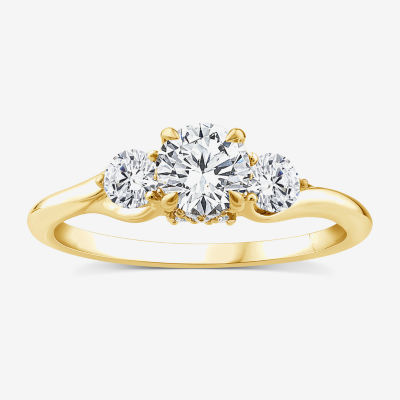 Love Lives Forever Lab Grown - (G / Si1-Si2) Womens 1 CT. T.W. White Diamond 10K Gold Round 3-Stone Engagement Ring