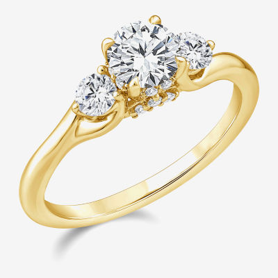 Love Lives Forever Lab Grown - (G / Si1-Si2) Womens 1 CT. T.W. White Diamond 10K Gold Round 3-Stone Engagement Ring