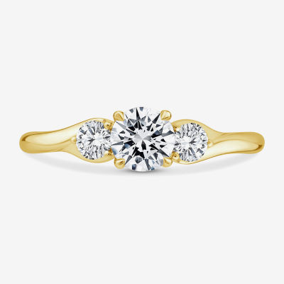 Love Lives Forever Lab Grown - (G / Si1-Si2) Womens 1 CT. T.W. White Diamond 10K Gold Round 3-Stone Engagement Ring