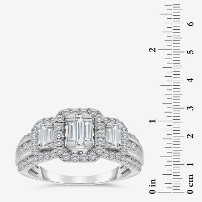 Love Lives Forever (I / I1) Womens 1 CT. T.W. Lab Grown White Diamond 10K Gold Side Stone 3-Stone Engagement Ring